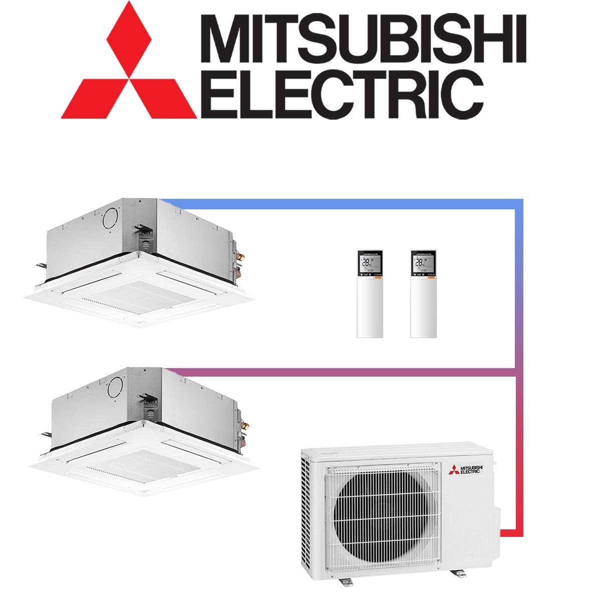 Mitsubishi Electric Klimaanlage 2x 2,5 kW Deckenkassette & 4,2 kW... von Mitsubishi Electric