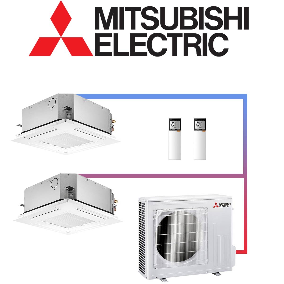 Mitsubishi Electric Klimaanlage 2x 5 kW Deckenkassette & 7,2 kW... von Mitsubishi Electric