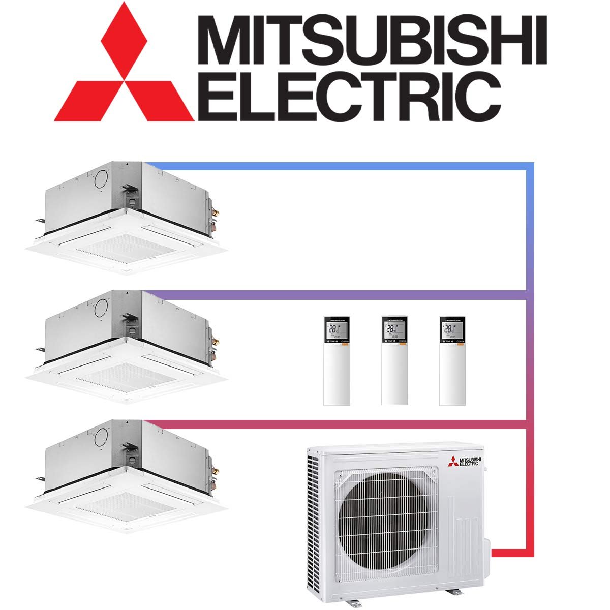 Mitsubishi Electric Klimaanlage 3x 2,5 kW Deckenkassette & 5,4 kW... von Mitsubishi Electric