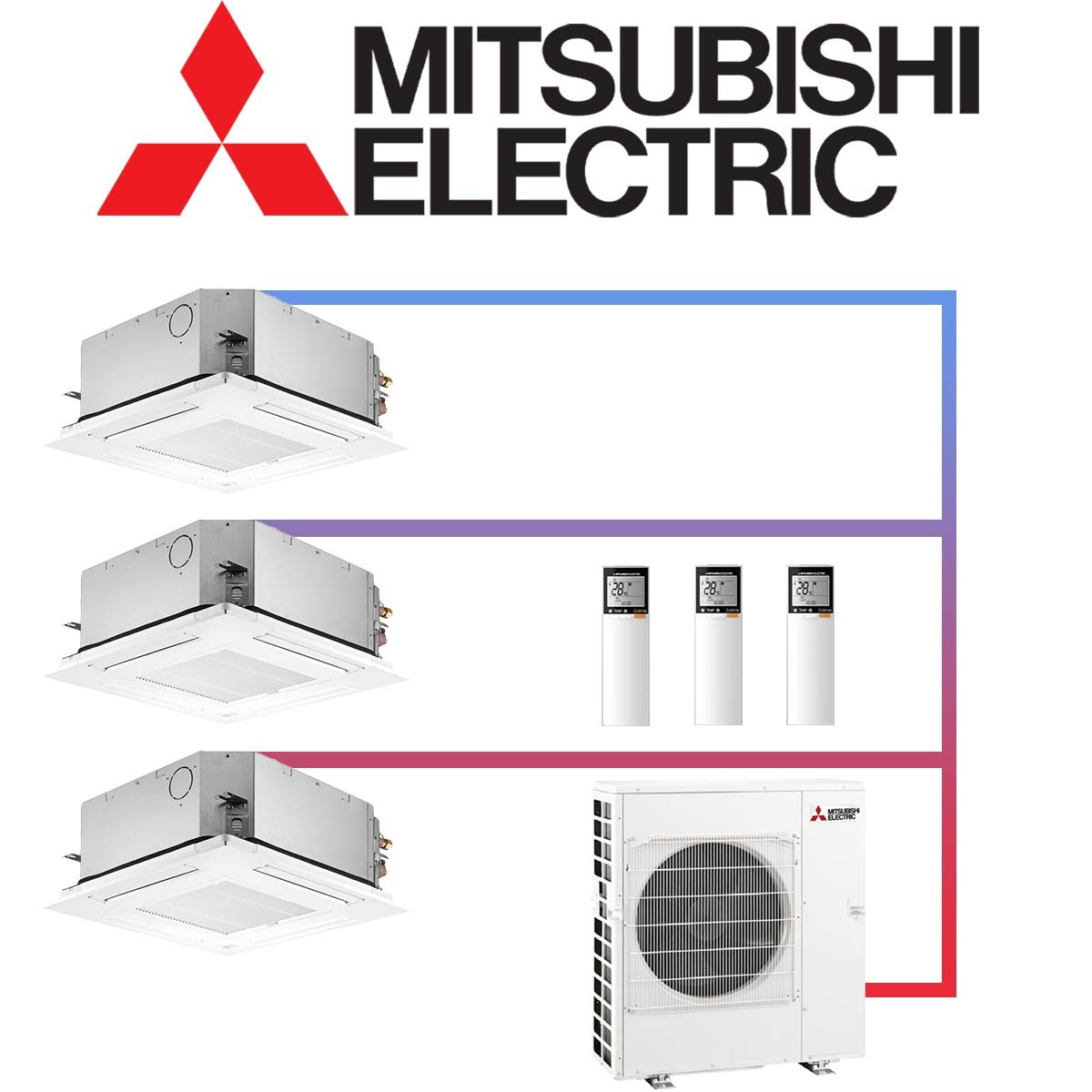 Mitsubishi Electric Klimaanlage 3x 5 kW Deckenkassette & 12,2 kW... von Mitsubishi Electric