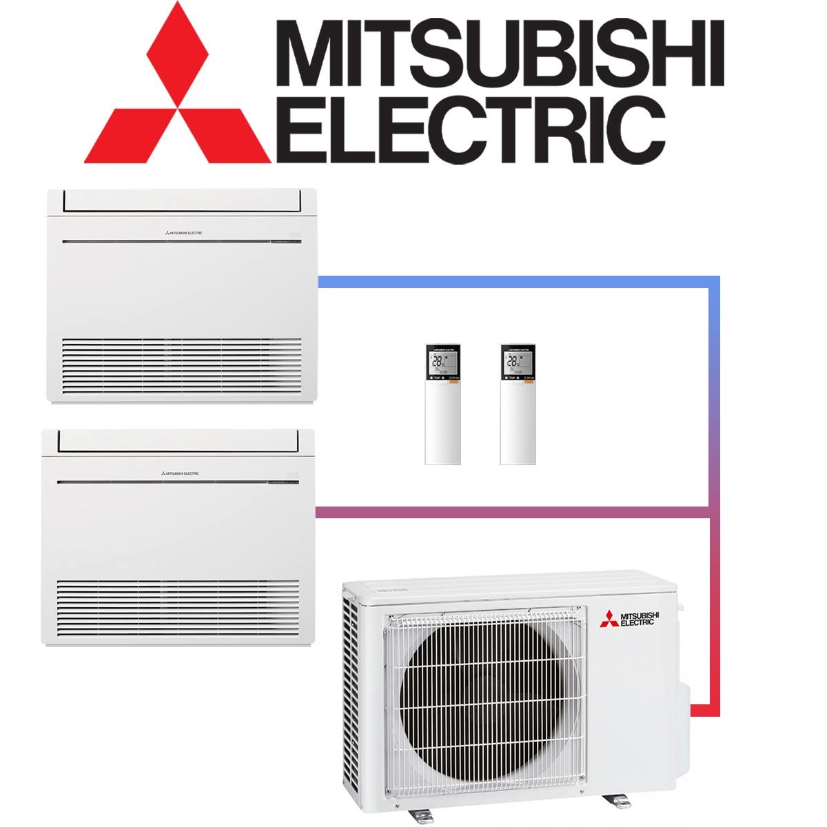 Mitsubishi Electric Set 2x 2,5 kW Truhengerät & 5,3 kW Außengerät... von Mitsubishi Electric