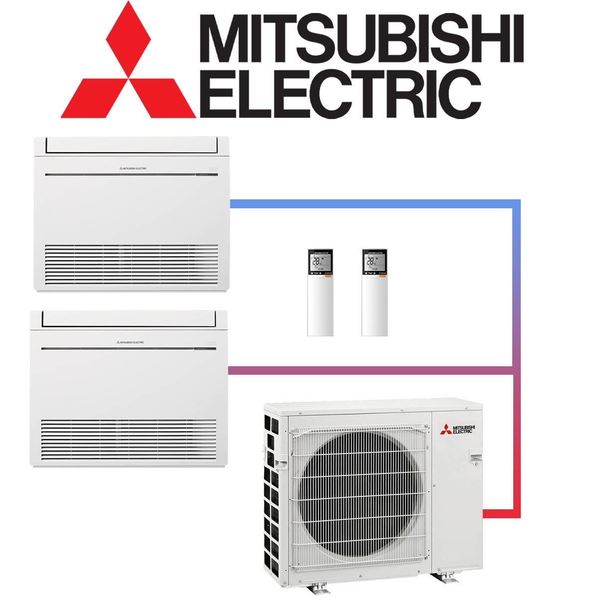 Mitsubishi Electric Set 2x 3,5 kW Truhengerät & 6,8 kW Außengerät... von Mitsubishi Electric