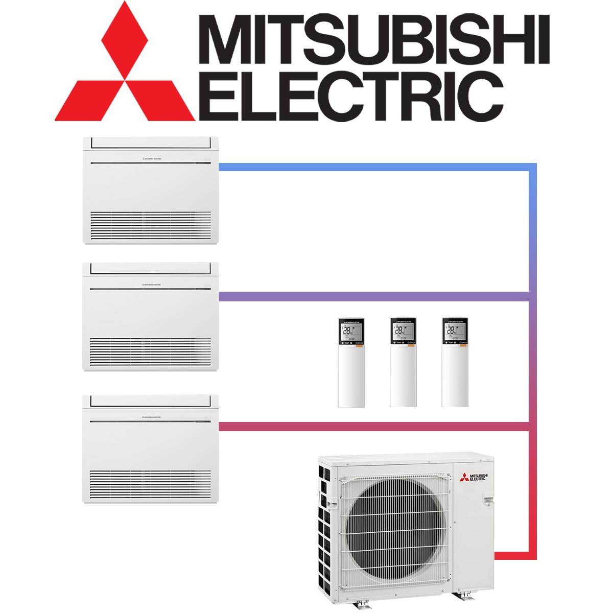 Mitsubishi Electric Set 3x 3,5 kW Truhengerät & 8,0 kW Außengerät... von Mitsubishi Electric