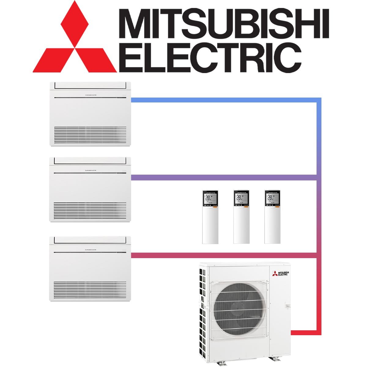 Mitsubishi Electric Set 3x 5,0 kW Truhengerät & 12,2 kW Außengerät... von Mitsubishi Electric