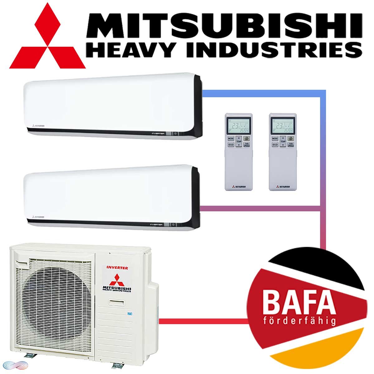 Mitsubishi Heavy Klimaanlage 2x 2,5 kW SRK25ZSX-WFB & 5 kW... von Mitsubishi Heavy