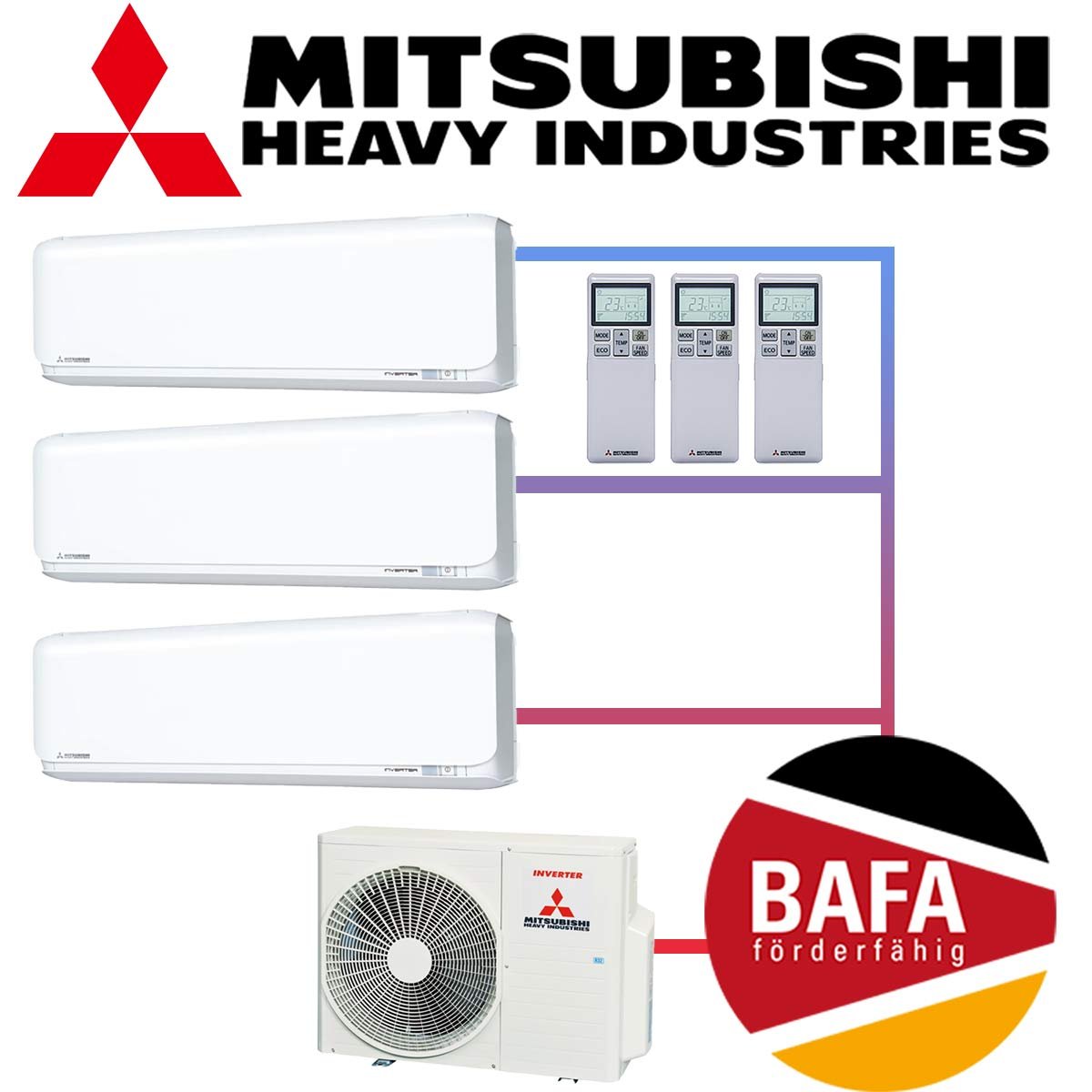 Mitsubishi Heavy Klimaanlage 3x 2,5 kW SRK25ZSX-WF & 6 kW... von Mitsubishi Heavy