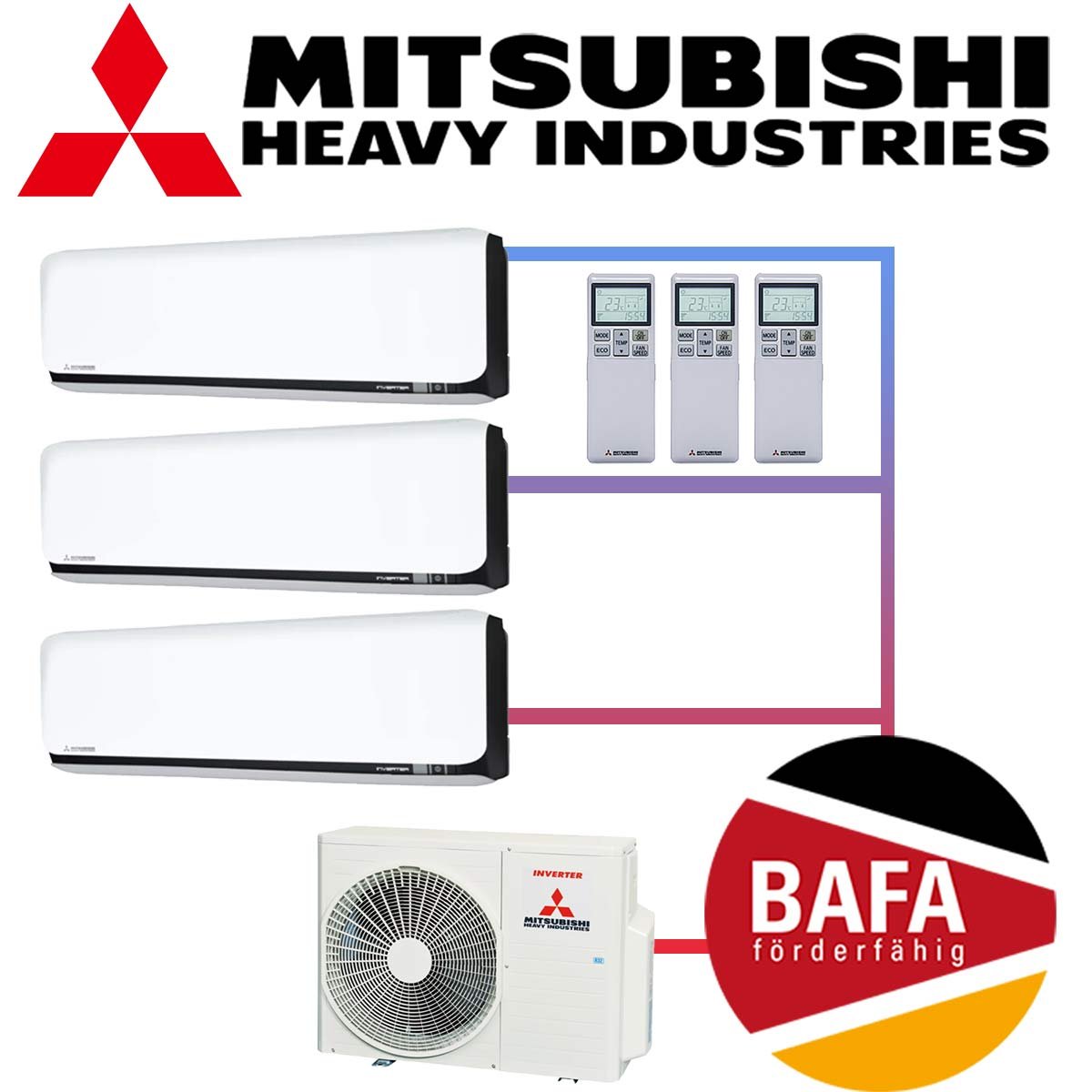 Mitsubishi Heavy Klimaanlage 3x 2,5 kW SRK25ZSX-WFB & 6 kW... von Mitsubishi Heavy