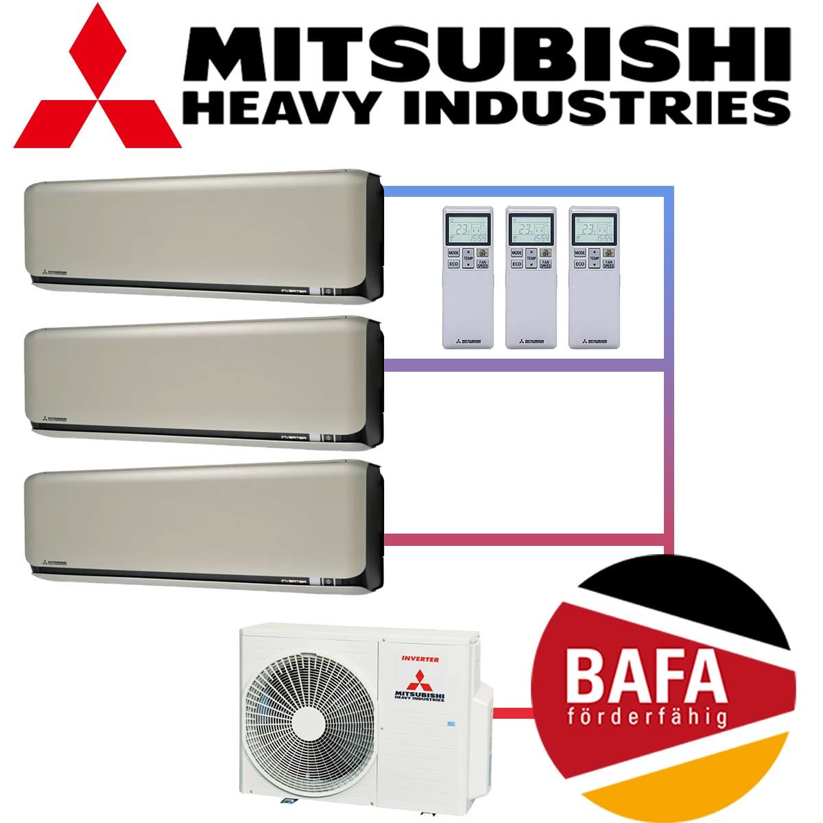 Mitsubishi Heavy Klimaanlage 3x 2,5 kW SRK25ZSX-WFT & 6 kW... von Mitsubishi Heavy