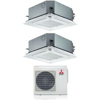 Mitsubishi - electric dual split inverter kassetten-klimagerät 60x60 slz-m 12+12 mit mxz-2f53vf r-32 wi-fi optional 12000+12000 von Mitsubishi