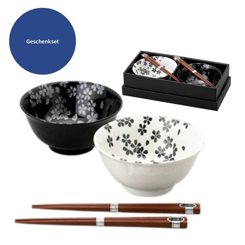 Mitsui Pottery Inc. Geschirr-Set Made in Japan Kirschblüten 4,8-Zoll-Schale, 2er-Set (mit Essstäbchen) von Mitsui Pottery Inc.