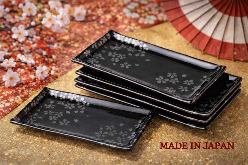 Mitsui Pottery Inc. Sushiteller Mino-Ware Hauptteller 5-teilig, hergestellt in Japan, (5 St) von Mitsui Pottery Inc.