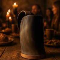 Handgefertigter Hornkrug Mit Thorshammer Gravur - Wikinger Trinkgefäß Aus Echtem Horn, 0, 25-0, 35 L, Unikat Handgefertigter Hornkrug Mit Thorshammer Gravur - Wikinger Trinkgefäß Aus Echtem Horn, 0, 25-0, 35 L, Unikat von Mittelalter2punkt0de