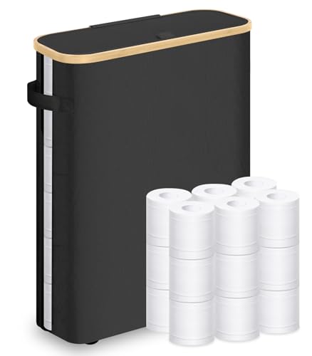 45L Groß Toilettenpapier Aufbewahrung Korb Fasst 15 bis 20 Papierrollen mit Deckel und Griff, wasserdichter klopapier aufbewahrung, Badezimmer Organizer, Toilettenpapier Aufbewahrungsbehälter von Mittimiya