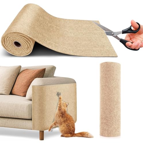 Mittokonnel kratzschutz Sofa Katze, DIY kratzmatte selbstklebend 200cm*40cm,Katzen kratzmatt schützt Möbel,eignet Sich für Kratzmatte,Couch Schutz,AntiKratz Tape für Katzenständer,Katzenturm (Khaki) von Mittokonnel