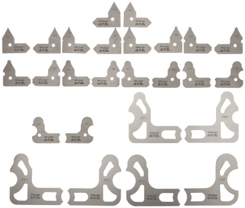 Mitutoyo 186-906, Radius-Messgerät-Set, 26 Blätter, 010 bis 0,500, 5 Radien pro Blatt Mitutoyo von Mitutoyo