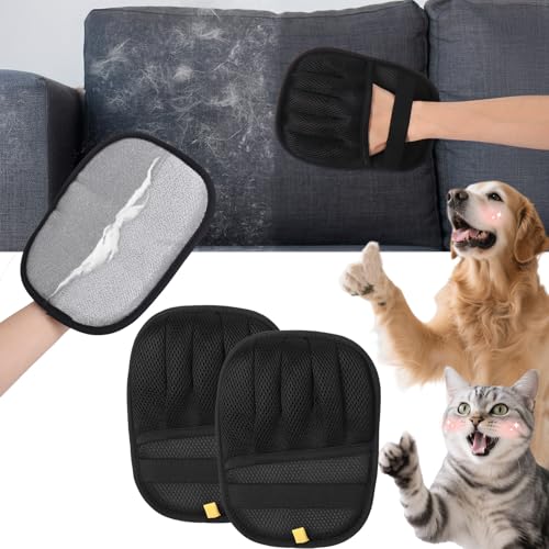2 x Tierhaarentfernungshandschuhe – Wiederverwendbarer Tierhaarentferner-Handschuh für Katzen und Hunde, elektrostatische Handschuhe, Tierhaarentferner für Couch, Teppich, Möbel, Auto, Bettwäsche von Mity rain