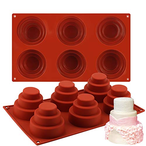 Mity Rain 6 Mulden Mini 3 Etagen Kuchen Silikonform – mehrstöckige Cupcake-Form DIY Runde Cupcake Pudding Kekse Schokolade Backform Antihaft-Backform für selbstgemachtes Backen (2er-Set) von Mity rain
