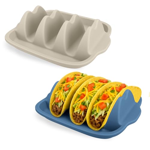 Silikon-Taco-Halter, 2er-Set, wiederverwendbarer Taco-Ständer mit Trennwänden für harte/weiche Schalen, mikrowellen- und spülmaschinenfest, rutschfeste Taco-Servierteller für Taco-Dienstag, Party Silikon-Taco-Halter, 2er-Set, wiederverwendbarer Taco-Ständer mit Trennwänden für harte/weiche Schalen, mikrowellen- und spülmaschinenfest, rutschfeste Taco-Servierteller für Taco-Dienstag, Party von Mity rain