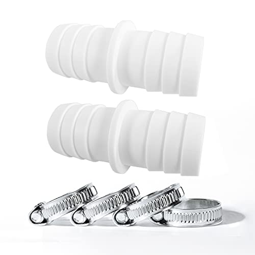 2X Schlauchverbinder Schlauchtülle Ø 38 mm für Pool + 4 Universal Edelstahl Schlauchschellen, 1 1/2 Zoll Norma Pool-Schlauchadapter - Doppelschlauchtülle von Miuezuth