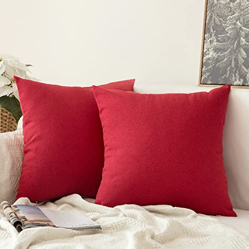 MIULEE 2er Set Kissenbezug Kissenhülle Leinen-Optik Kissenbezüge Dekokissen Dekorativ Weich Sofakissen Zierkissen Couchkissen für Sofa Schlafzimmer 40x40 cm Rot von MIULEE