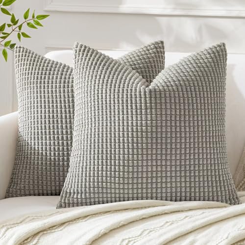 MIULEE 2er Set Kissenbezüge Kordsamt Dekokissen Kissenbezug Sofakissen Dekorativ Couchkissen Kissenhülle Bezug Weich für Wohnzimmer Schlafzimmer 45x45 cm, 18x18 Inch Hellgrau MIULEE 2er Set Kissenbezüge Kordsamt Dekokissen Kissenbezug Sofakissen Dekorativ Couchkissen Kissenhülle Bezug Weich für Wohnzimmer Schlafzimmer 45x45 cm, 18x18 Inch Hellgrau von MIULEE