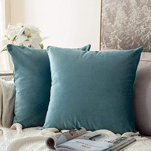 MIULEE 2er Set Samt Soft Solid Dekorative Quadrat Wurf Kissenbezüge Set Kissen Fall für Sofa Schlafzimmer Blaugrün 16x16 Zoll 40x40 cm MIULEE 2er Set Samt Soft Solid Dekorative Quadrat Wurf Kissenbezüge Set Kissen Fall für Sofa Schlafzimmer Blaugrün 16x16 Zoll 40x40 cm von MIULEE