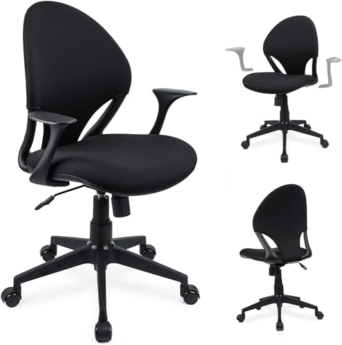 Miuno Kinderdrehstuhl Höhenverstellbar Schreibtischstuhl Bürostuhl Drehstuhl Studio Ergonomischer Mesh-Rücken, Armlehnen, Schwarz von Miuno