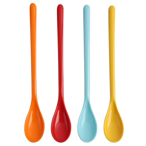 Plastik Löffel, Farbe Löffel Plastik Lang Eierlöffel Kunststoff Marmeladenlöffel Anti Tropfen Langer Griff Löffel Für Imitation Porzellan Geschirr Für Wohnküche Kaffee Getränke Eier Eis Joghurt (4) von Miunpri