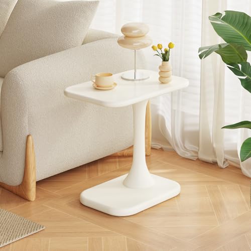 Miuuod C-förmiger Beistelltisch für Sofa, Moderner Beistelltisch fürs Wohnzimmer, Einzigartiger Nachttisch fürs Schlafzimmer, Weiße Sofatische & Nachttische von Miuuod