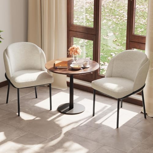 Miuuod Polsterstühle im 2er-Set (nur Stühle), Moderne Küchenstühle mit Rückenlehne aus Samt, Stoff-Stuhl mit Metallbeinen für Küche & Restaurant, Beige von Miuuod