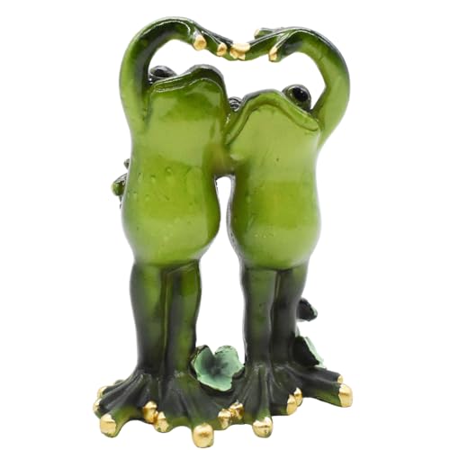 MiuxE Frosch Dekoration,Harz Happy Couple Frogs Figuren, Grüne Frosch-Figuren, Lustige und Niedliche Frosch-Statue für Zuhause, Schreibtisch, Badezimmer, Dekoration, Garten, Rasen-Ornamente von MiuxE