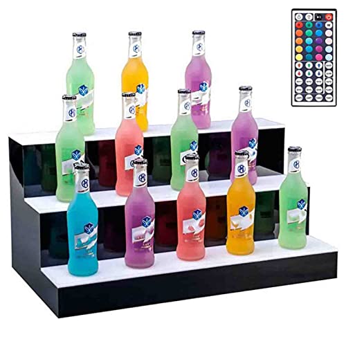 Miuxe 3-Stufen Bar Display Regale Für Spirituosen LED Beleuchtet Liquor Flasche Display Regal Weinregale Frei Stehend Getränke Beleuchtung Stand Für Haus Kommerzielle Bar Mit Fernbedienung von Miuxe