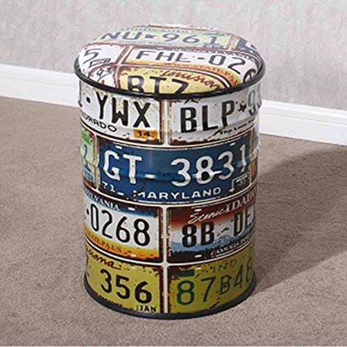 Miuxe Dekorative Fußhocker Ölfass Eimer Stuhl Retro Geschmiedeter Nostalgischer Vintage Ölfass Hocker Barhocker Poufs Eiseneimer Lagerung Metallhocker von Miuxe