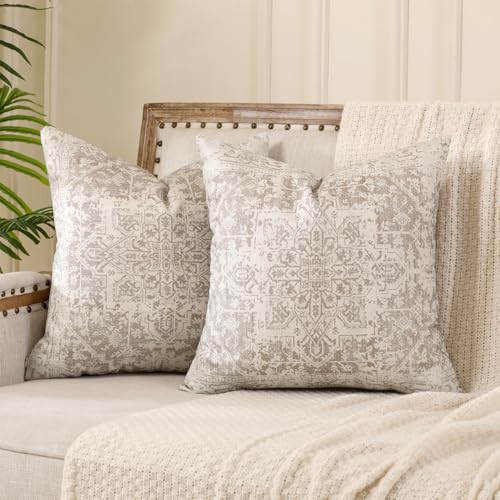 Miuyunya 2er Set Ethno Kissenbezug Beige Creme 40x40 cm Boho Kissenbezüge Sofakissen Doppelseitiges Muster Böhmische Dekorative Kissen Orientalisch Kissenhülle Dekorative für Sommer Garten Sofa von Miuyunya