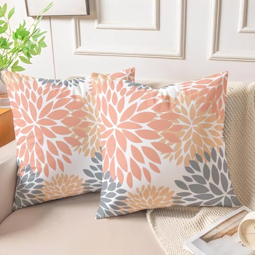 Miuyunya Samt Kissenbezug Rosa 45x45 Kissenhülle Gelb Grau 2er Set Sofakissen Samtkissen Dekorative Moderne Zierkissenbezüge Square für Wohnzimmer Frühling Herbst Schlafzimmer Kissen Deko von Miuyunya