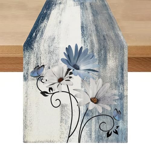 Tischläufer 40 x 140 cm Frühling Sommer Modern Blau Läufer Tisch Outdoor Wetterfest Tischläufer Blumen Gänseblümchen Tischdeko Saisonnal Waschbar für Küche Drinnen Draußen Bauernhaus Tischläufer 40 x 140 cm Frühling Sommer Modern Blau Läufer Tisch Outdoor Wetterfest Tischläufer Blumen Gänseblümchen Tischdeko Saisonnal Waschbar für Küche Drinnen Draußen Bauernhaus von Miuyunya
