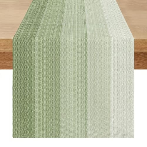 Tischläufer Abwaschbar 40 x 140 Outdoor Tischläufer Modern Boho Leinen Table Runner Frühling Wohnzimmer Tischsets Eukalyptus Grün Tischmatten für Landhausstil Esstisch Party Hochzeit von Miuyunya