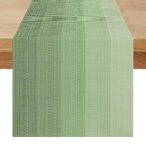 Tischläufer Abwaschbar 40 x 140 Outdoor Tischläufer Modern Boho Leinen Table Runner Frühling Wohnzimmer Tischsets Eukalyptus Grün Tischmatten für Landhausstil Esstisch Party Hochzeit von Miuyunya