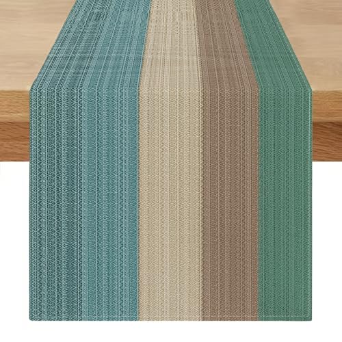 Tischläufer Abwaschbar 40 x 140 Tischläufer Outdoor Modern Wohnzimmer Frühling Sommer Grün Blau Grau Tischmatten Braun Läufer Tisch Set für Esszimmer Party Urlaub Dekoration von Miuyunya