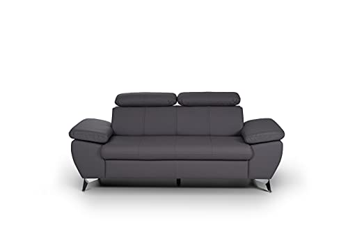 Mivano 2,5er-Sofa Gisele / Sofagarnitur mit Kopfteilverstellung und Armteilfunktion / 196 x 83 x 100 / Kunstleder, Grau Mivano 2,5er-Sofa Gisele / Sofagarnitur mit Kopfteilverstellung und Armteilfunktion / 196 x 83 x 100 / Kunstleder, Grau von Mivano