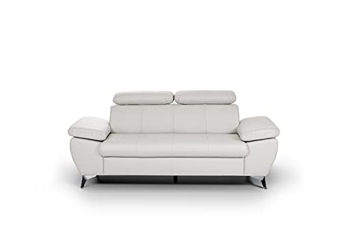 Mivano 2,5er-Sofa Gisele / Sofagarnitur mit Kopfteilverstellung und Armteilfunktion / 196 x 83 x 100 / Kunstleder, Weiß von Mivano