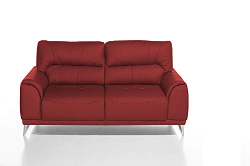 Mivano 2-Sitzer Couch Frisco / 2er Ledercouch in Kunstleder passend zum Sessel und 3er Sofa Frisco / Sofagarnitur / 166 x 92 x 96 / Rot von Mivano