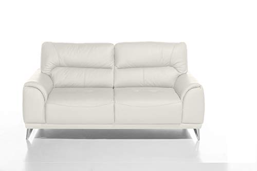 Mivano 2-Sitzer Couch Frisco / 2er Ledercouch in Kunstleder passend zum Sessel und 3er Sofa Frisco / Sofagarnitur / 166 x 92 x 96 / Weiß von Mivano