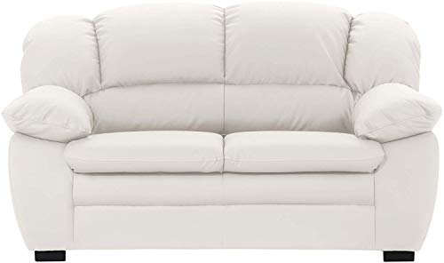 Mivano 2-Sitzer Sofa Casino, Bequeme Ledercouch mit moderner Kontrastnaht, 159 x 88 x 92, Kunstleder Weiß von Mivano