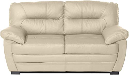 Mivano 2er-Sofa Royale / Zeitloses, bequemes Ledersofa mit hoher Rückenlehne / 160 x 86 x 90 / Lederimitat, Beige von Mivano