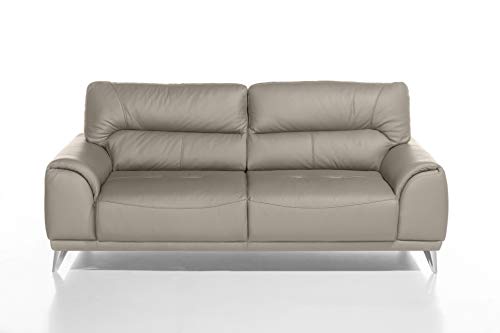 Mivano 3-Sitzer Couch Frisco / 3er Ledercouch in Kunstleder passend zum Sessel und 2er Sofa Frisco / Sofagarnitur / 210 x 92 x 96 / Hellbraun von Mivano