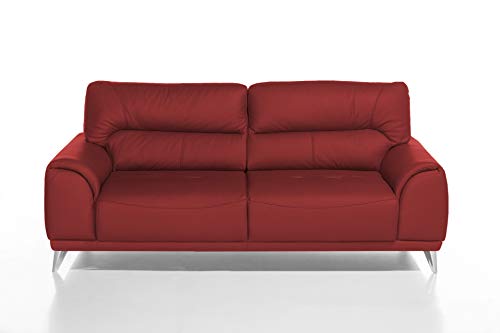 Mivano 3-Sitzer Couch Frisco / 3er Ledercouch in Kunstleder passend zum Sessel und 2er Sofa Frisco / Sofagarnitur / 210 x 92 x 96 / Rot von Mivano