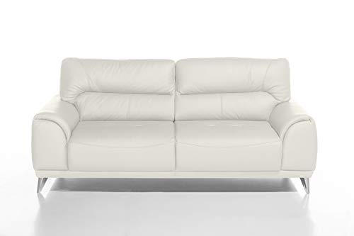Mivano 3-Sitzer Couch Frisco / 3er Ledercouch in Kunstleder passend zum Sessel und 2er Sofa Frisco / Sofagarnitur / 210 x 92 x 96 / Weiß von Mivano