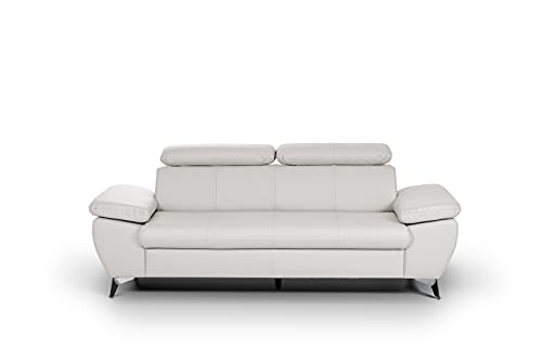 Mivano 3er-Sofa Gisele / Sofagarnitur mit Kopfteilverstellung und Armteilfunktion / 217 x 83 x 100 / Kunstleder, Weiß von Mivano