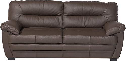 Mivano 3er-Sofa Royale / Zeitlose, bequeme Ledercouch mit hoher Rückenlehne / 190 x 86 x 90 / Lederimitat, Braun von Mivano